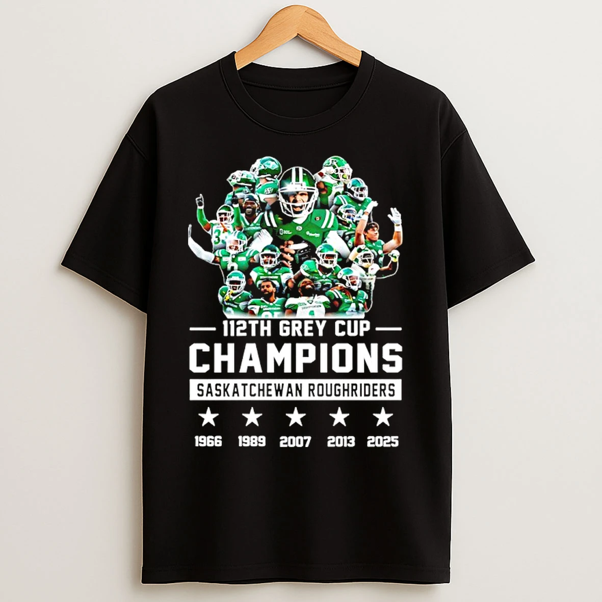 Saskatchewan Roughriders 112th Grey Cup Champions 2025 5 Time T Shirts
