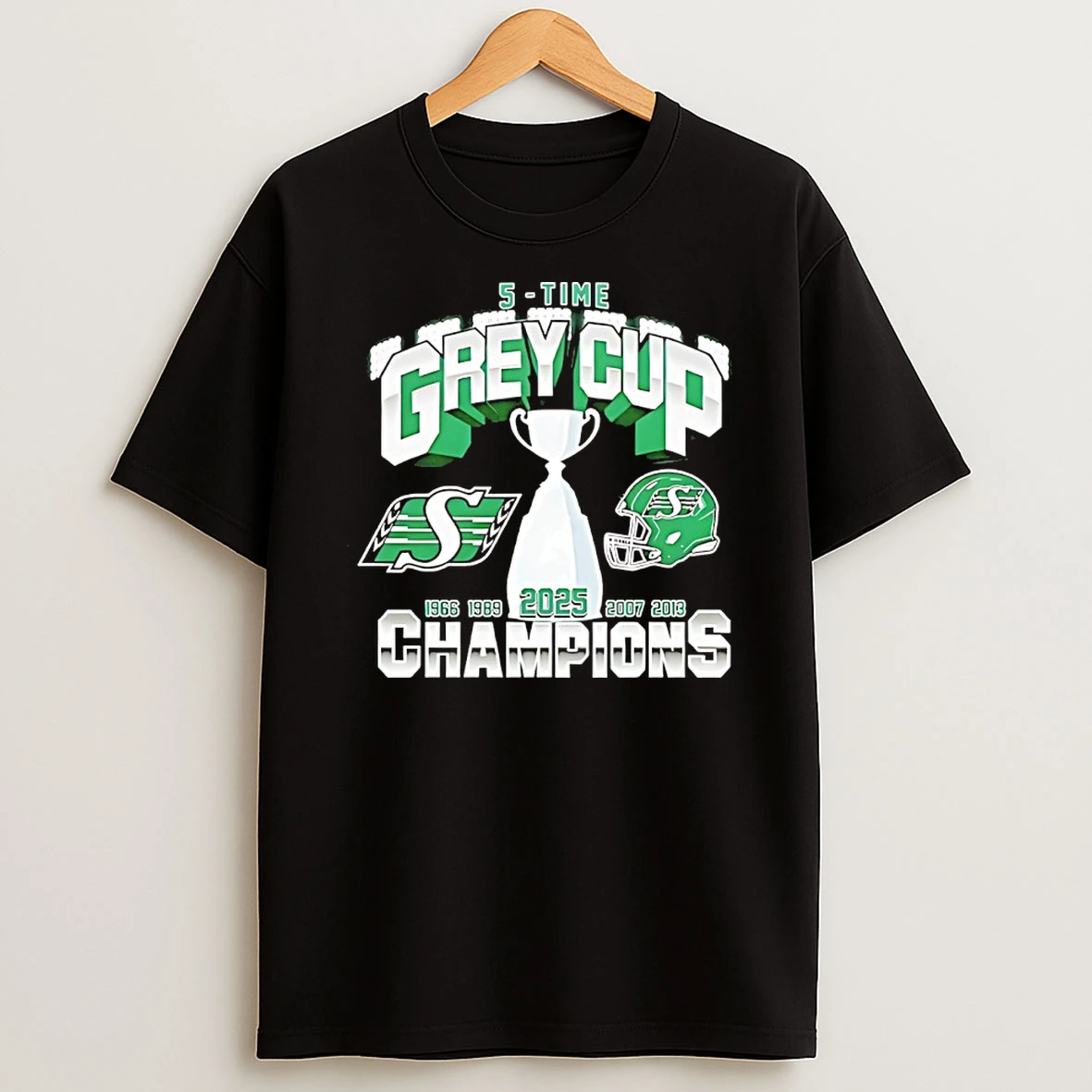 Saskatchewan Roughriders 2025 Grey Cup Champions 5 Time Shirts