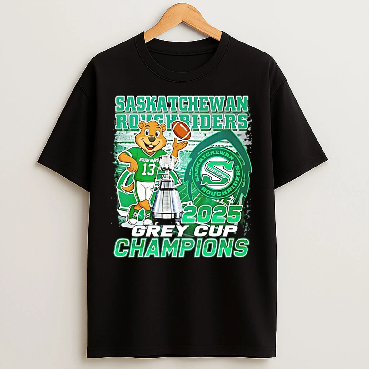 Saskatchewan Roughriders 2025 Grey Cup Champions Mascot T Shirts