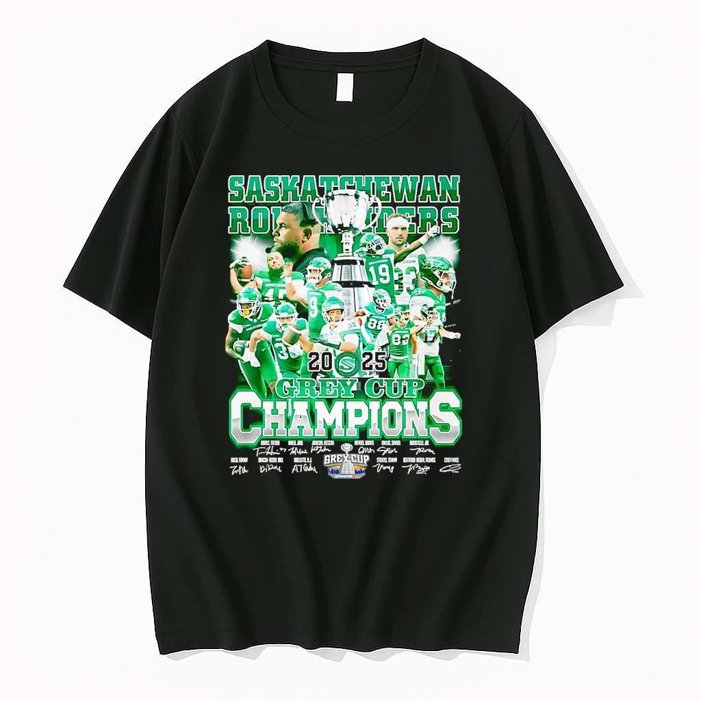 Saskatchewan Roughriders 2025 Grey Cup Champions Signature Shirts