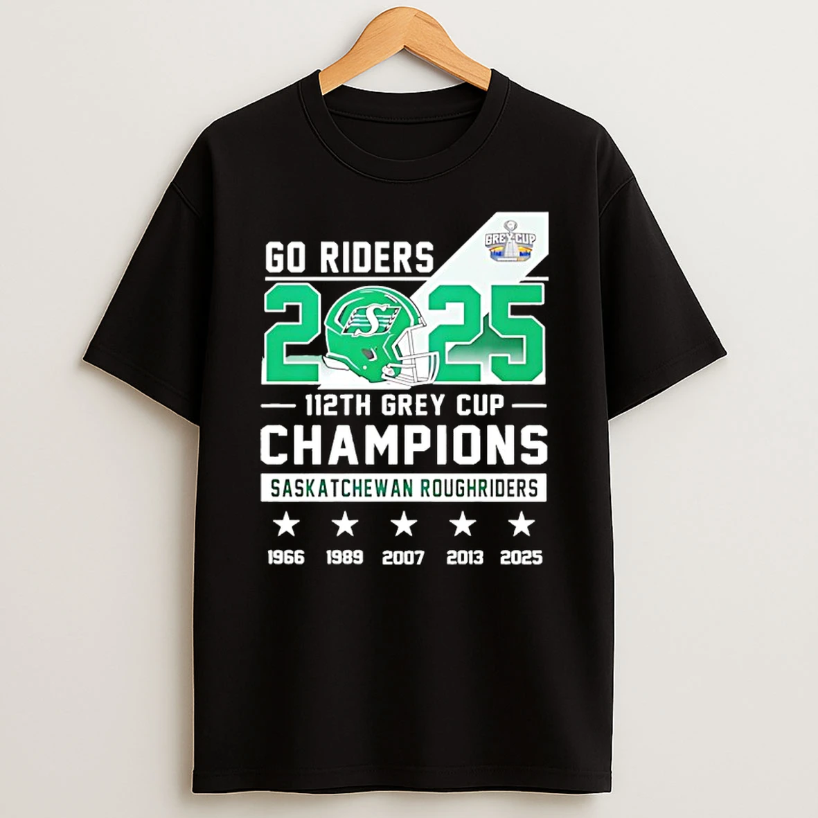 Saskatchewan Roughriders Go Riders 2025 112th Grey Cup Champions Shirts