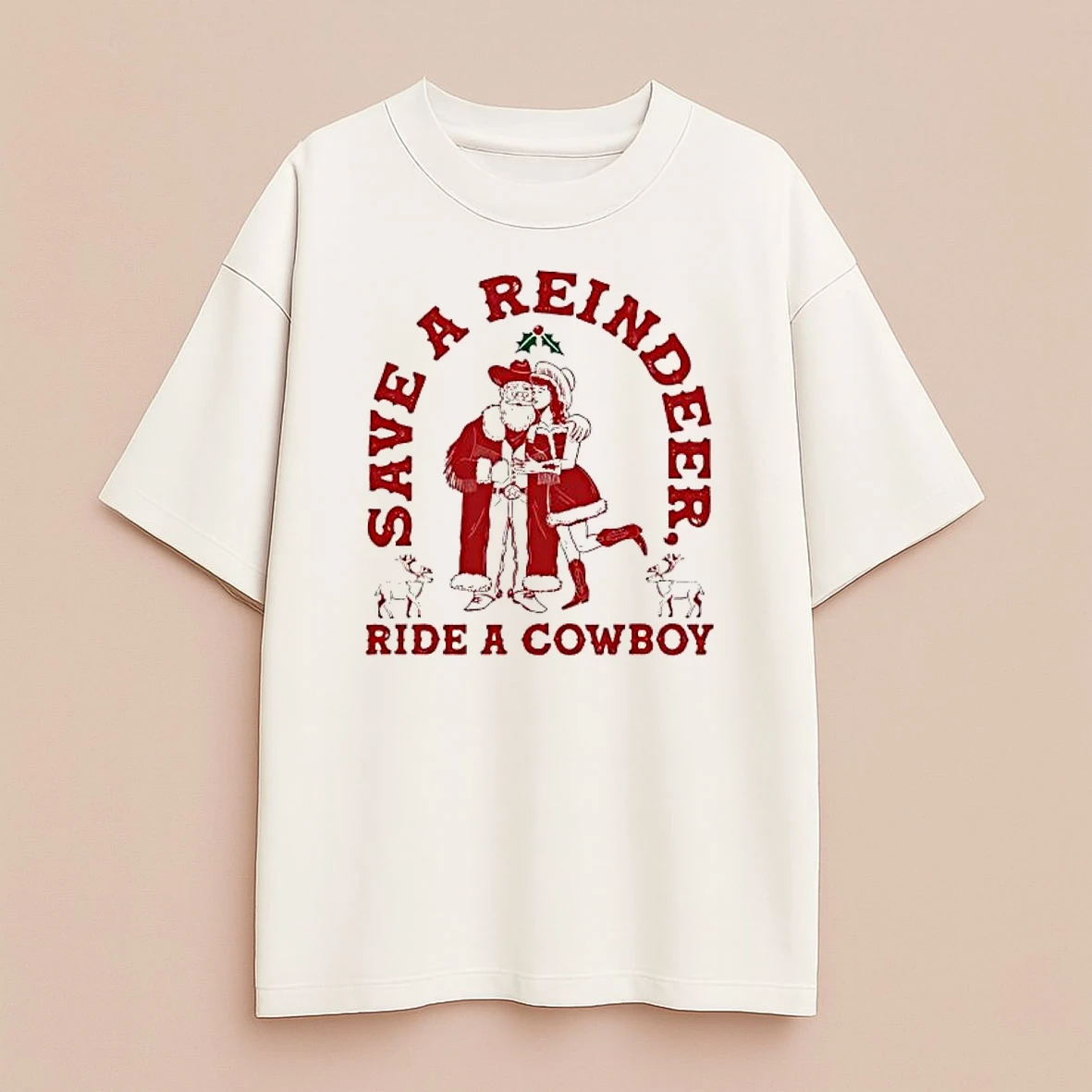 Save A Reindeer Ride A Cowboy Premium Shirt Sweater