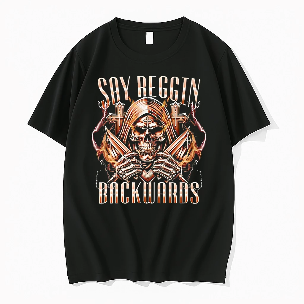 Say Reggin Backwards Skeleton Shirts