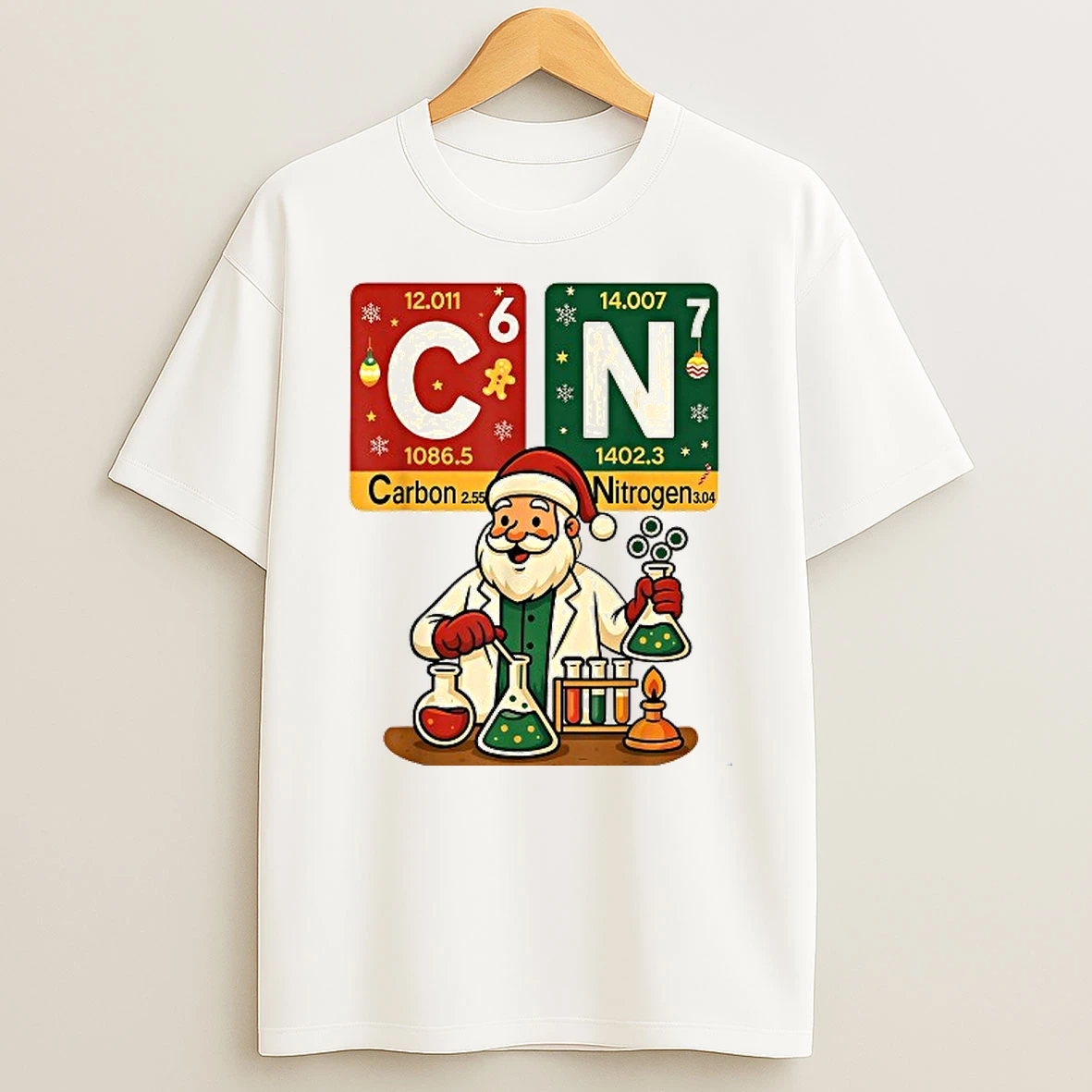 Science Christmas Carbon Nitrogen Six Seven 6 7 Santa Shirts