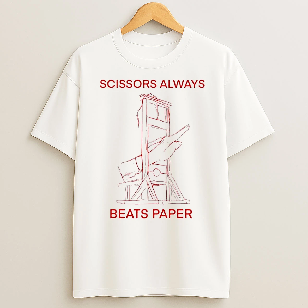 Scissors Always Beats Paper Guillotine Sketch Graphic Shirts