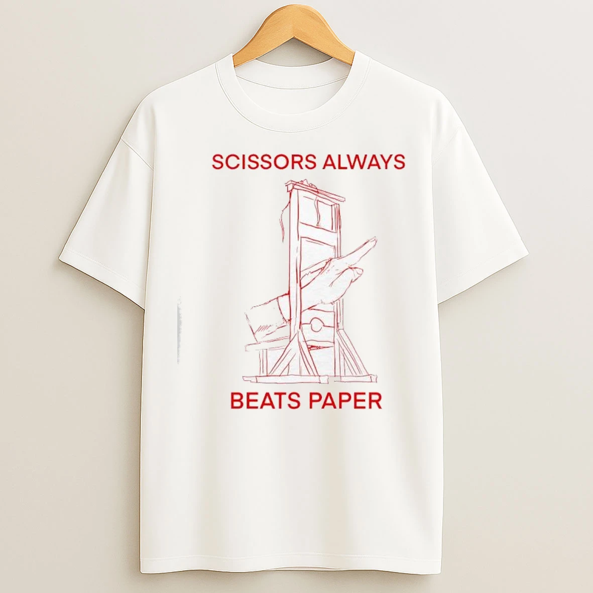 Scissors Always Beats Paper Guillotine Sketch Graphic T Shirts