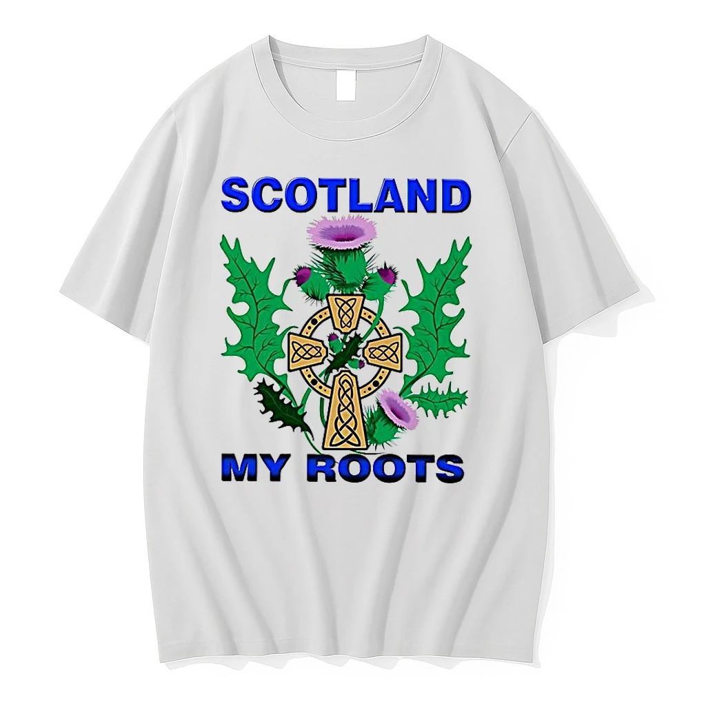 Scotland My Roots Classic Celtic Cross Purple Thistle Shirts