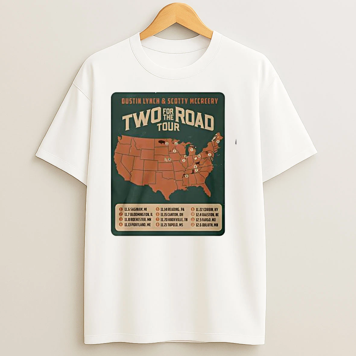 Scotty Mccreery And Dustin Lynch Two For The Road Tour 2025 T Shirts