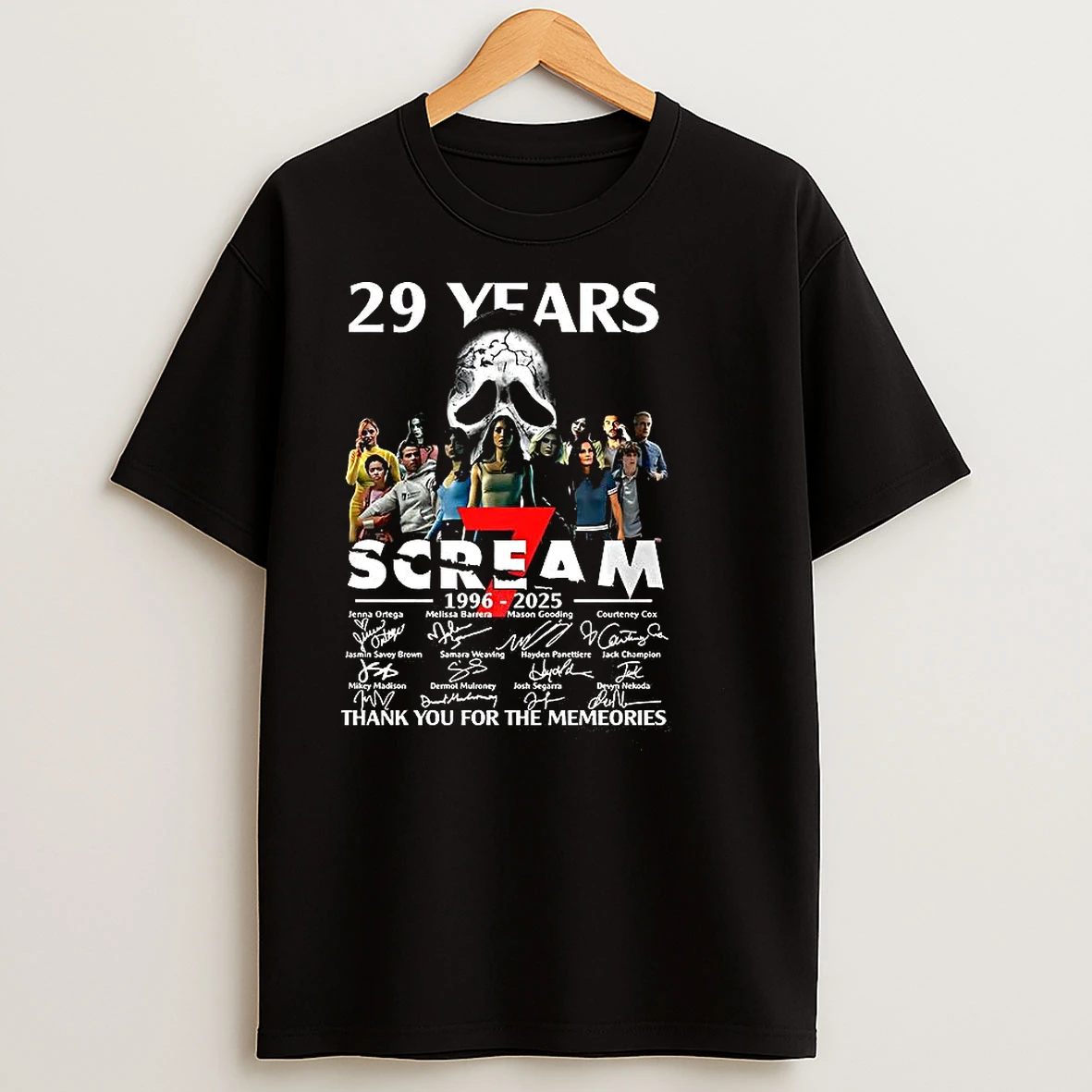 Scream 7 29 Years Anniversary Thank You For Memories Actors Signature T Shirts