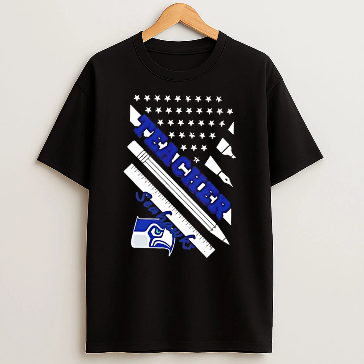 Seattle Seahawks Football X Teacher American Flag Shirts