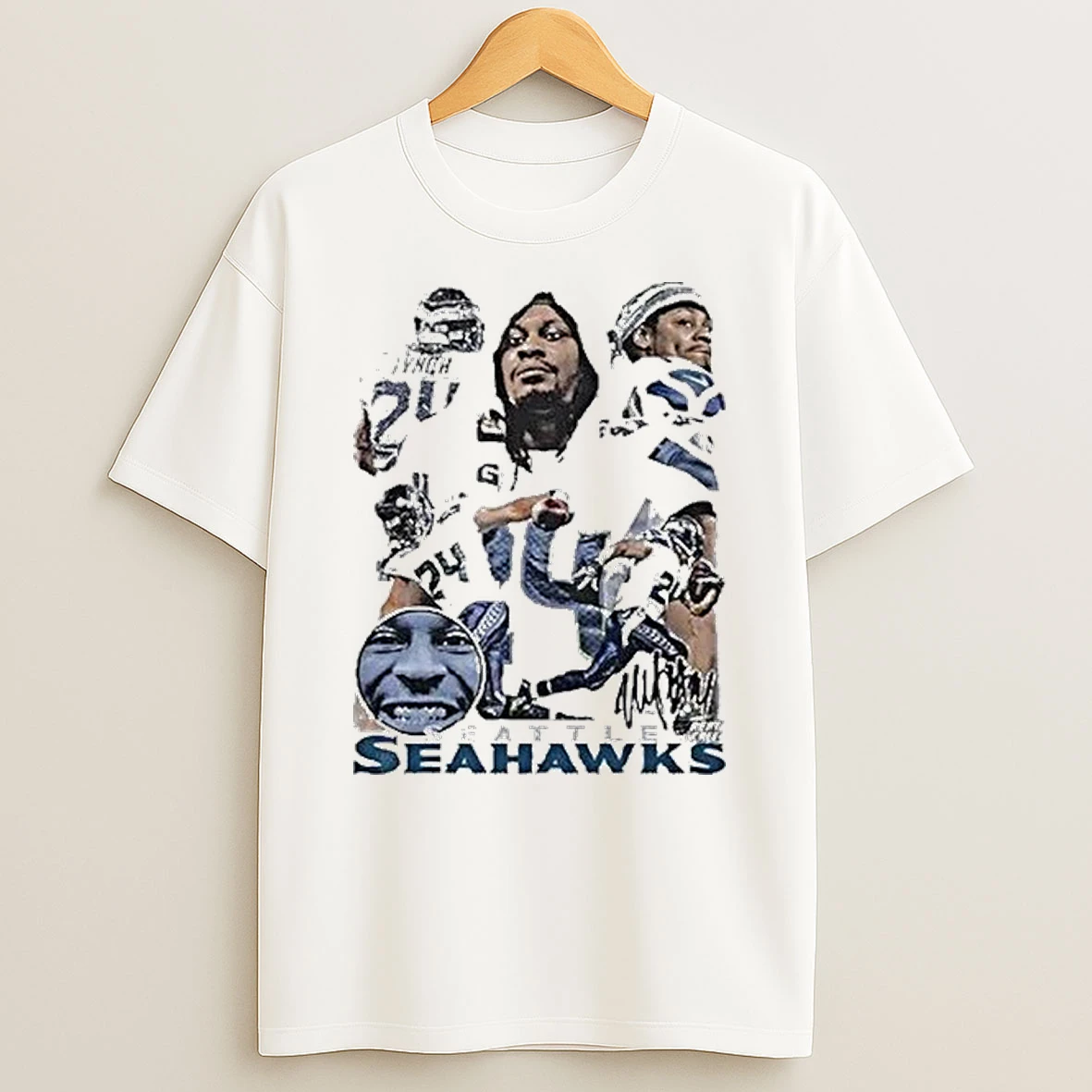 Seattle Seahawks Marshawn Lynch Graphic Vintage Signature Shirts