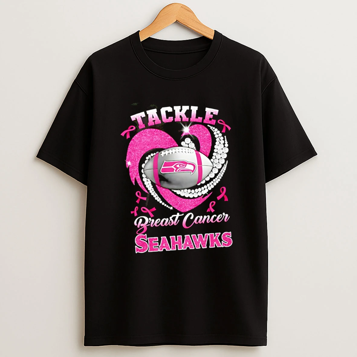 Seattle Seahawks Tackle Breast Cancer Heart Logo Shirts
