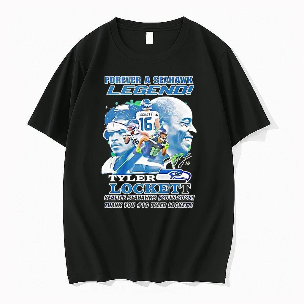 Seattle Seahawks Tyler Lockett Forever A Seahawk Legend 2025 Black Shirts