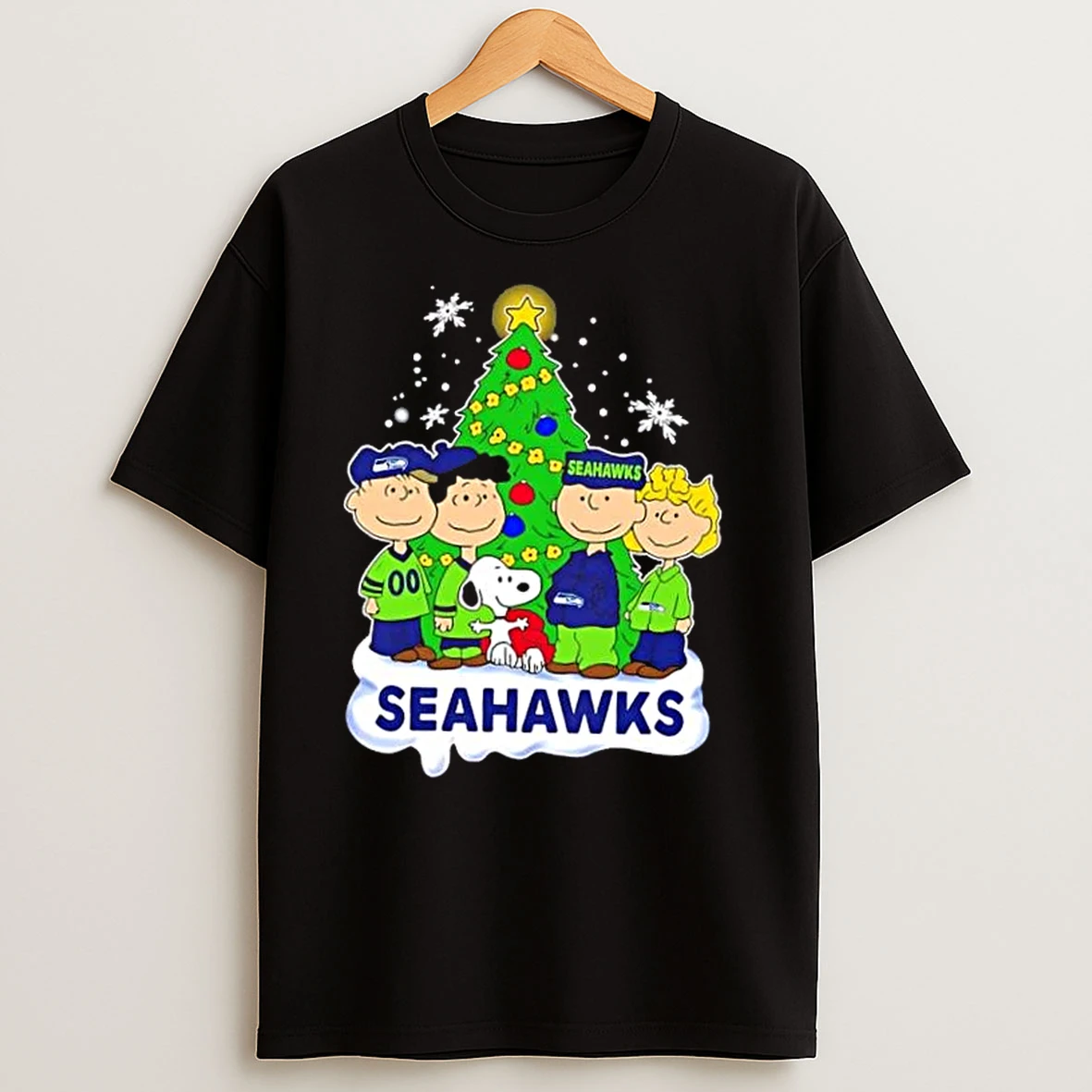 Seattle Seahawks X Peanuts Snoopy And Friends Christmas Tree T Shirts