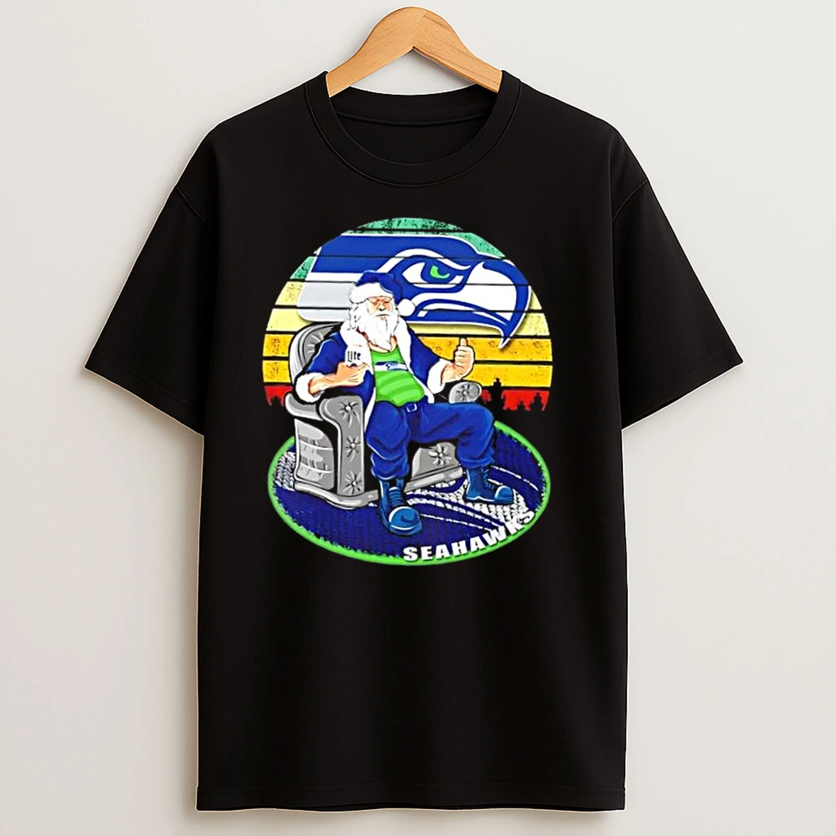 Seattle Seahawks X Santa Claus Christmas Vintage T Shirts