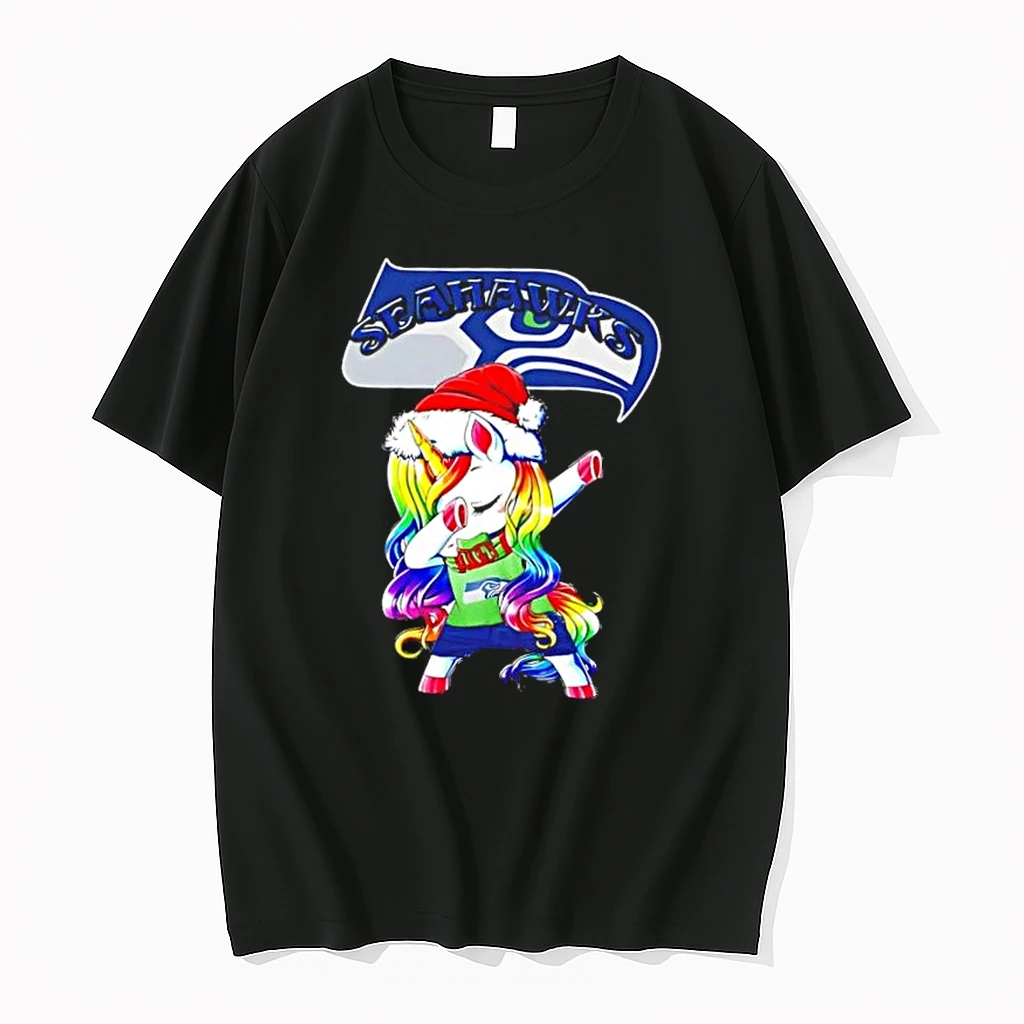 Seattle Seahawks X Unicorn Santa Hat Dabbing Merry Christmas Shirts