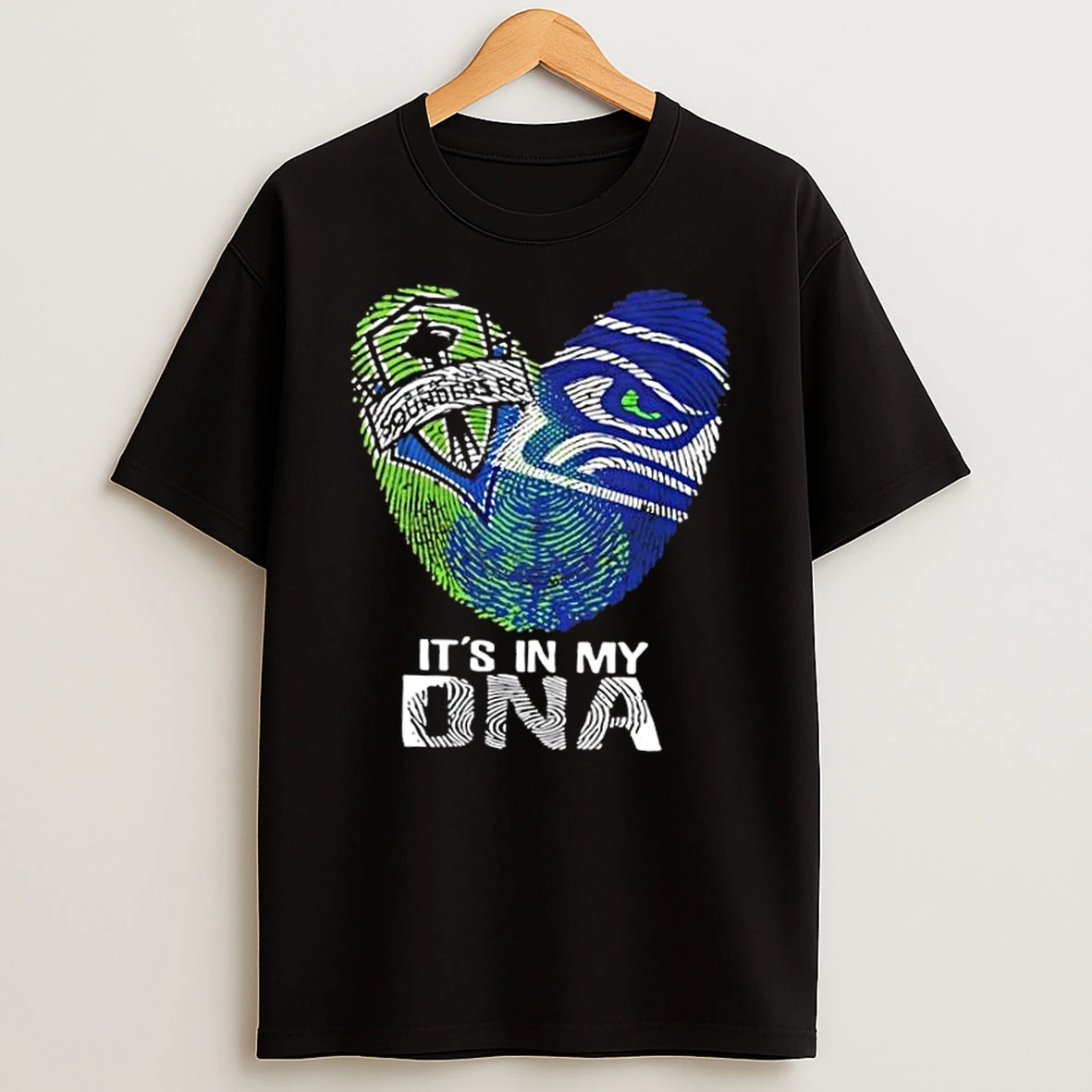 Seattle Sports Sounders Fc X Seahawks Its In My Dna Fingerprint Heart Shirts