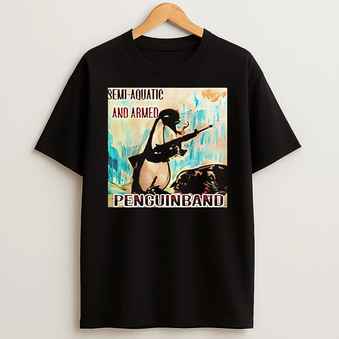 Semi Aquatic And Armed Penguin Band Shirts