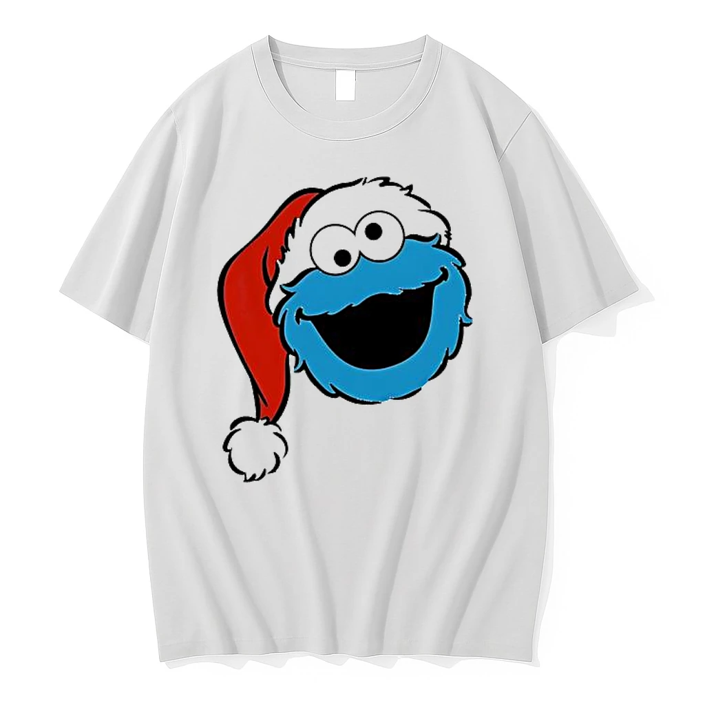 Sesame Street Christmas Santa Hat Cookie Monster Face Shirts