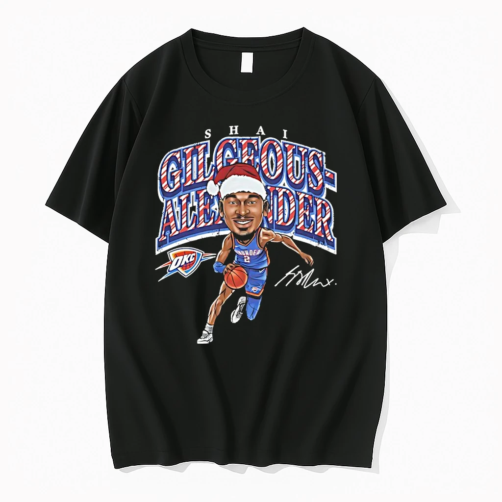 Shai Gilgeous Alexander Okc Thunder In Christmas Santa Hat Signature Shirts