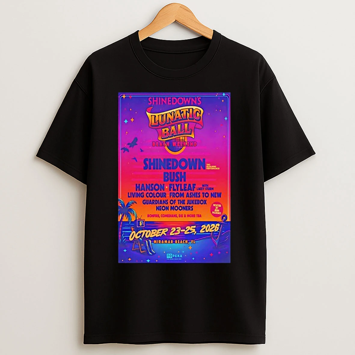 Shinedown Lunatic Ball Miramar Beach Fl Concert 2026 T Shirts