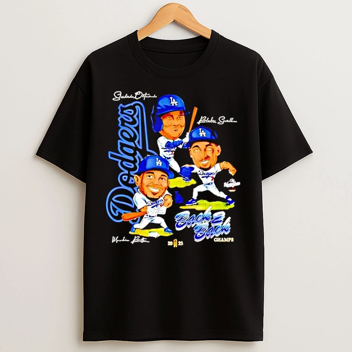Shohei Ohtani Blake Snell And Mookie Betts Back To Back Champs Los Angeles Dodgers 2025 Signatures T Shirts