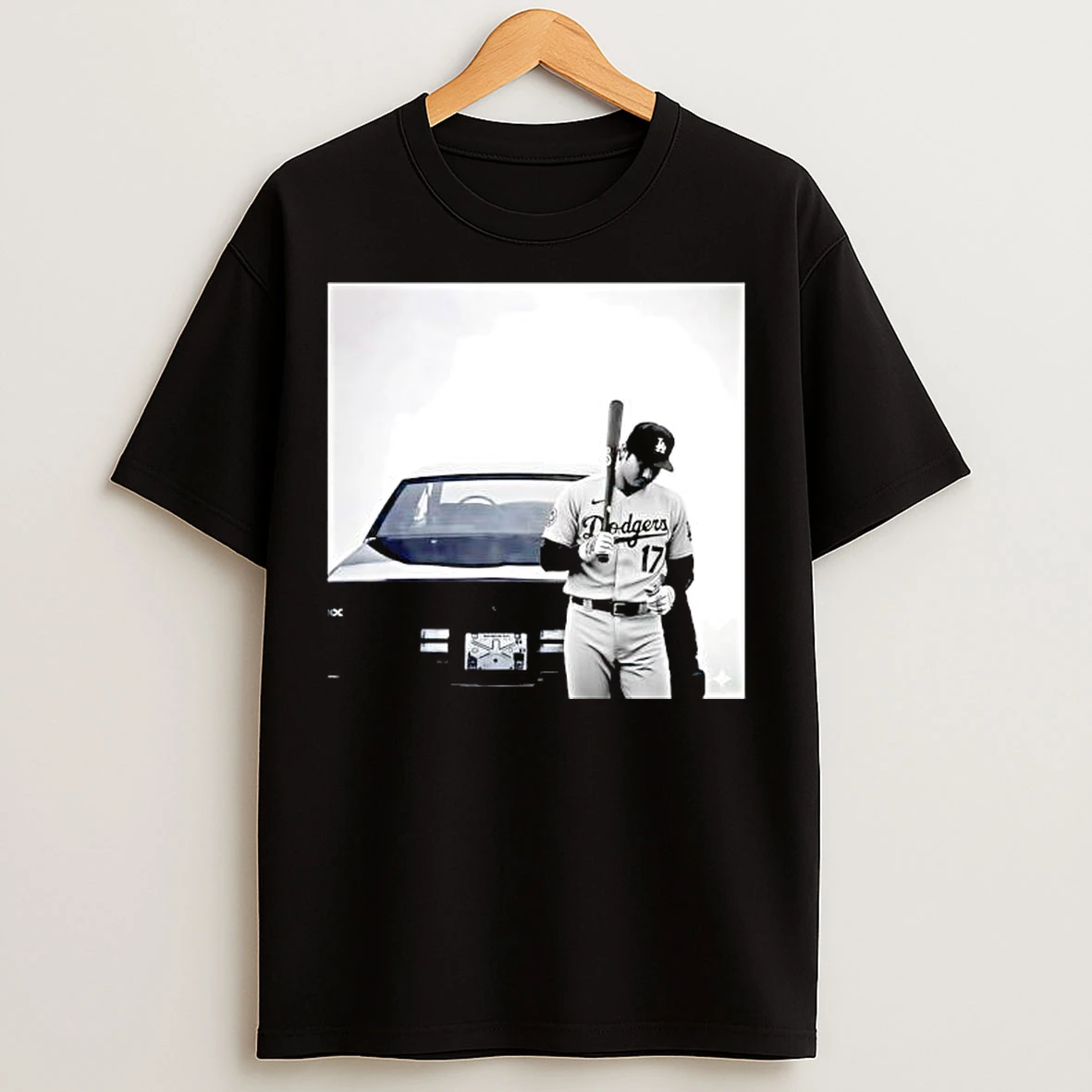 Shohei Ohtani Los Angeles Dodgers Player Standing Vintage Car Photograph T Shirts