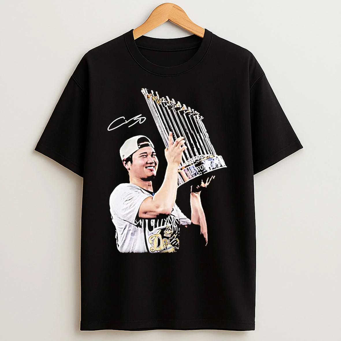 Shohei Ohtani Holding 2025 World Series Trophy T Shirts