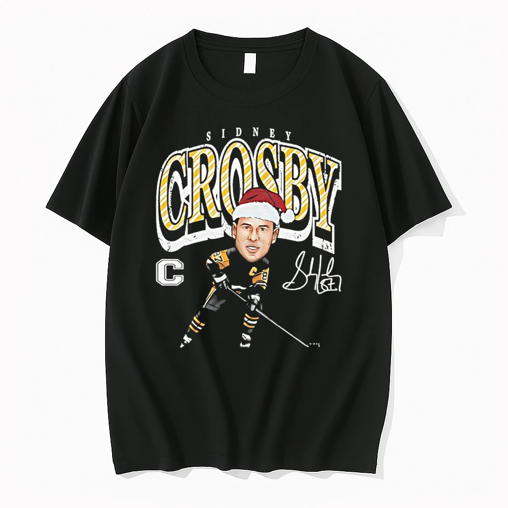 Sidney Crosby Pittsburgh Penguins Santa Hat Signature Cartoon Shirts