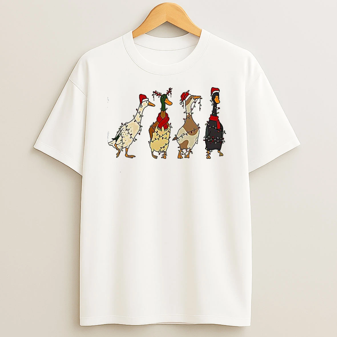 Silly Ducks String Lights Wrapped Christmas Shirts