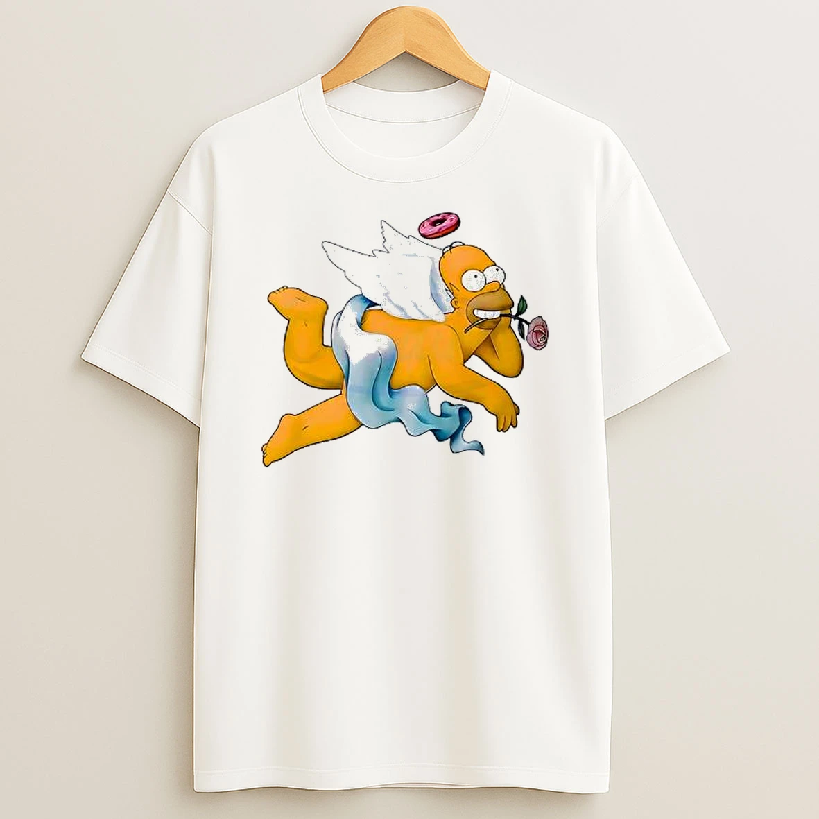 Simpsons Donut Angel Hold Rose Un Mouth Shirts