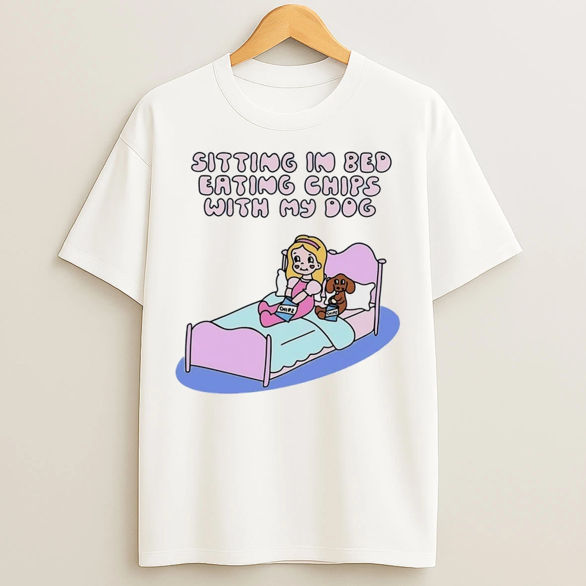 Sitting In Bed Eating Chips With My Dog T Shirts