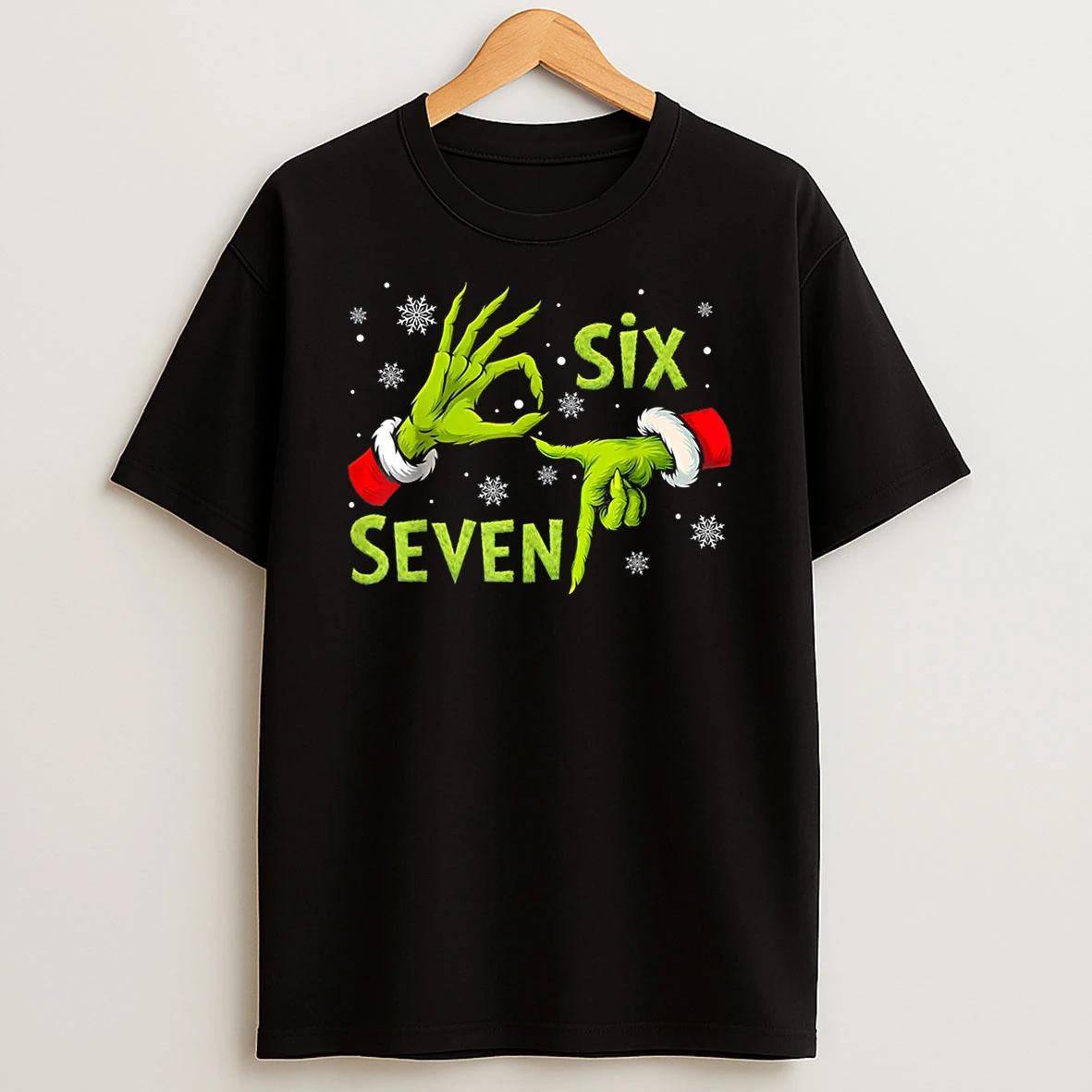 Six Seven 67 Meme 6 7 Christmas Elf Hand Funny Shirts