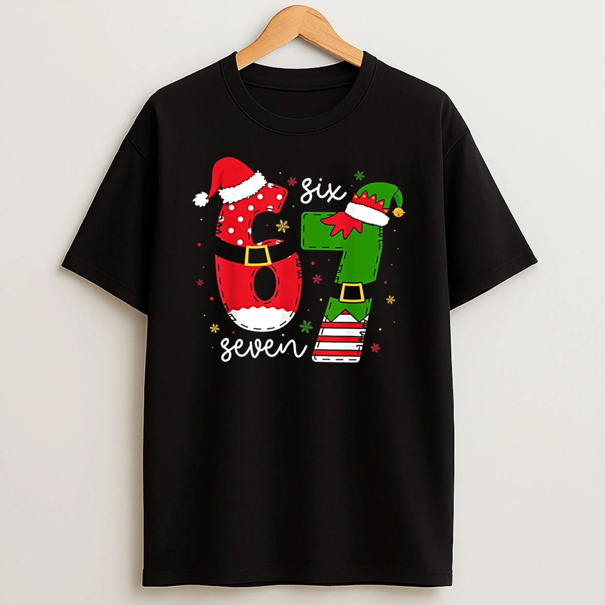 Six Seven 67 Meme 6 7 Elf Santa Christmas Pajamas Funny Shirts