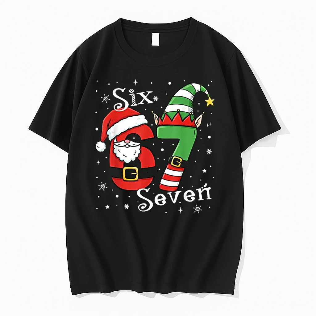 Six Seven 67 Meme 6 7 Elf Santa Christmas Pajamas Shirts