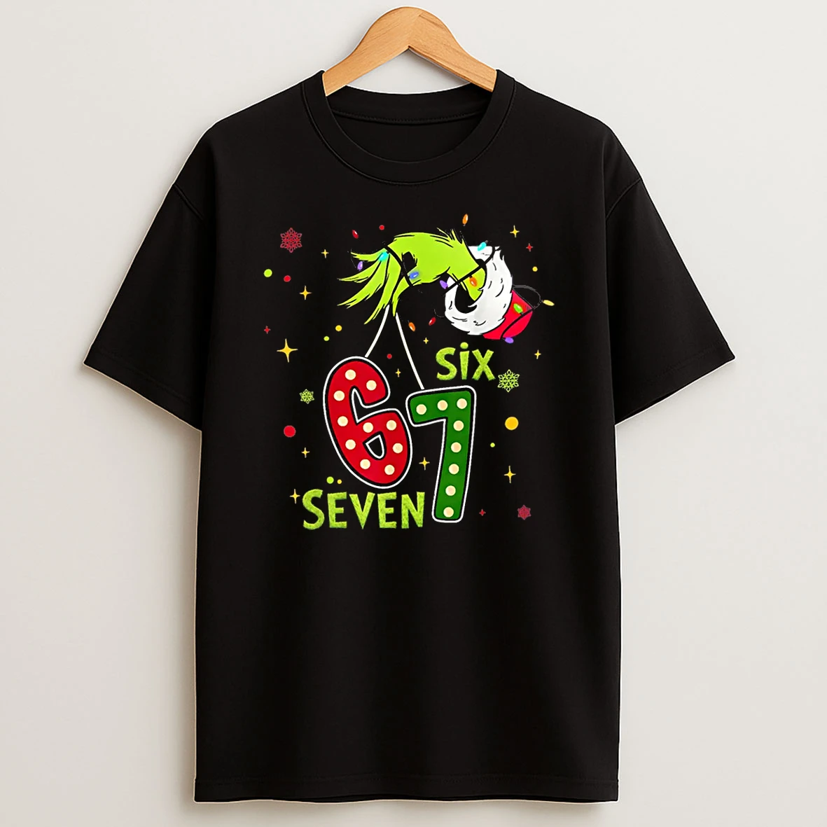 Six Seven Christmas 6 7 Brainot Meme Xmas Hand Shirts