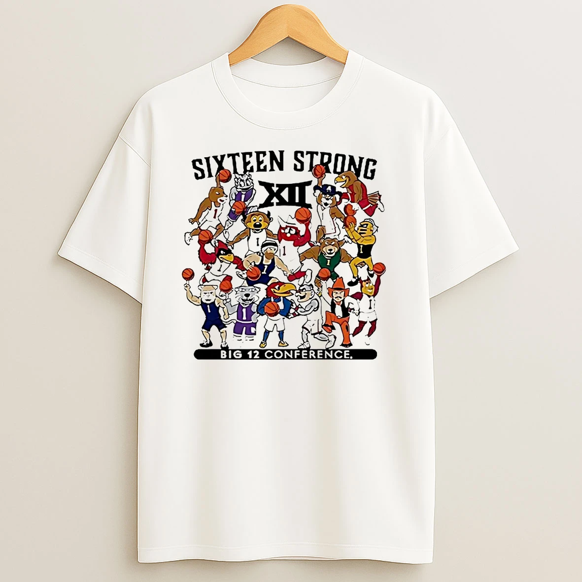 Sixteen Strong Big 12 Conference Teams Mascot T Shirts