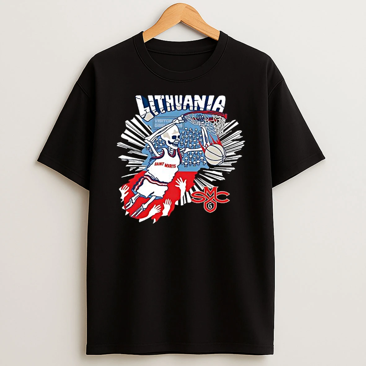Skeleton Lithuania Saint Marys Gaels Basketball Logo Shirts