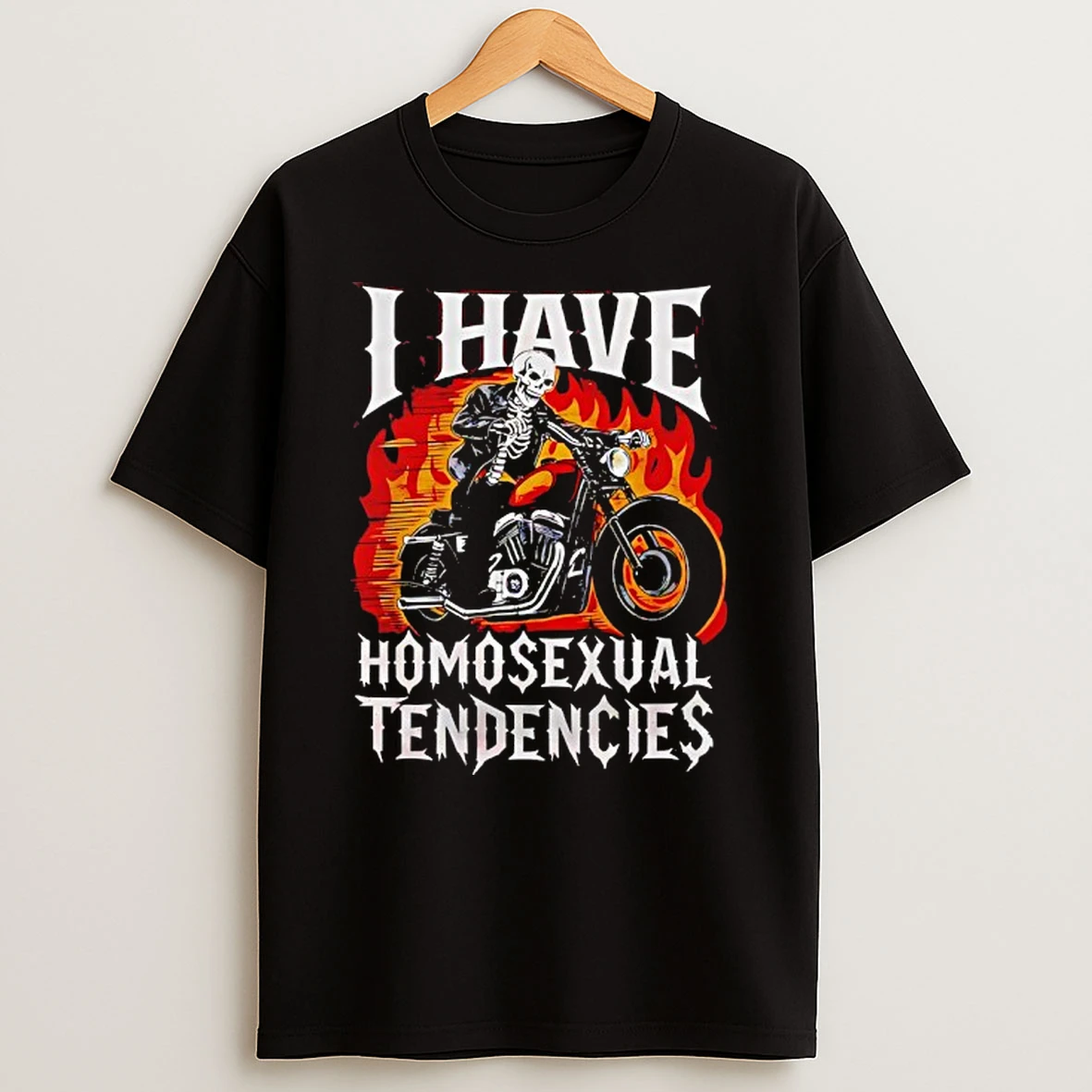 Skeleton Riding Motor Blazing I Have Homosexual Tendencies Shirts