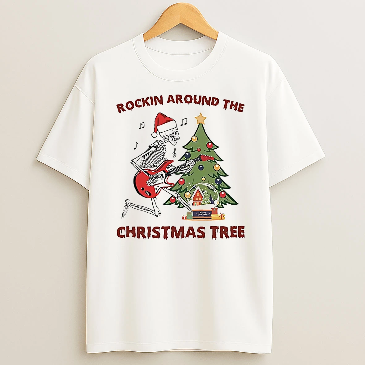 Skeleton Rockin Around The Christmas Tree Shirts