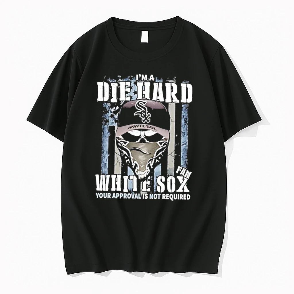 Skull Im A Die Hard Chicago White Sox Fan Your Approval Is Not Required Us Flag Shirts