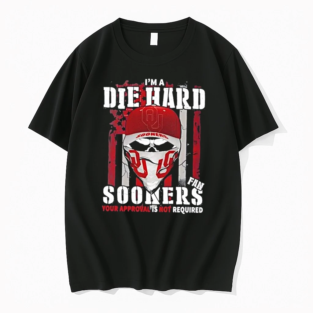 Skull Im A Die Hard Oklahoma Sooners Fan Your Approval Is Not Required Us Flag Shirts