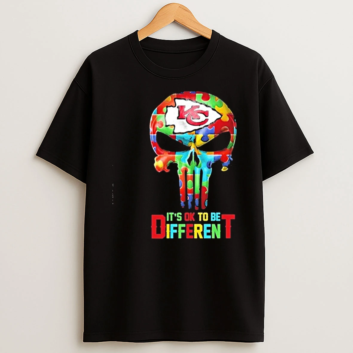 Skull X Kansas City Chiefs Autism Its Ok To Be Different Shirts