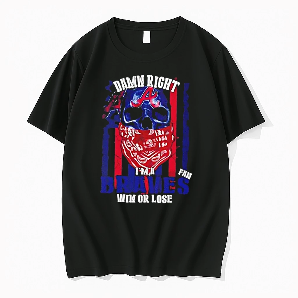 Skull Damn Right Im A Atlanta Braves Fan Win Or Lose Us Flag Shirts