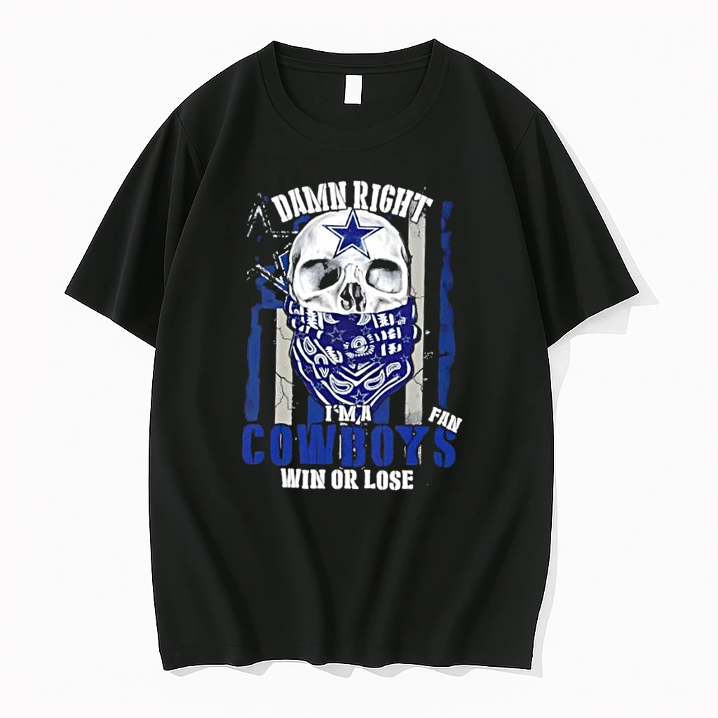 Skull Damn Right Im A Dallas Cowboys Fan Win Or Lose Us Flag Shirts