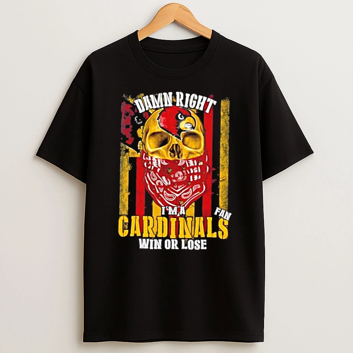 Skull Damn Right Im A Louisville Cardinals Fan Win Or Lose Us Flag Shirts