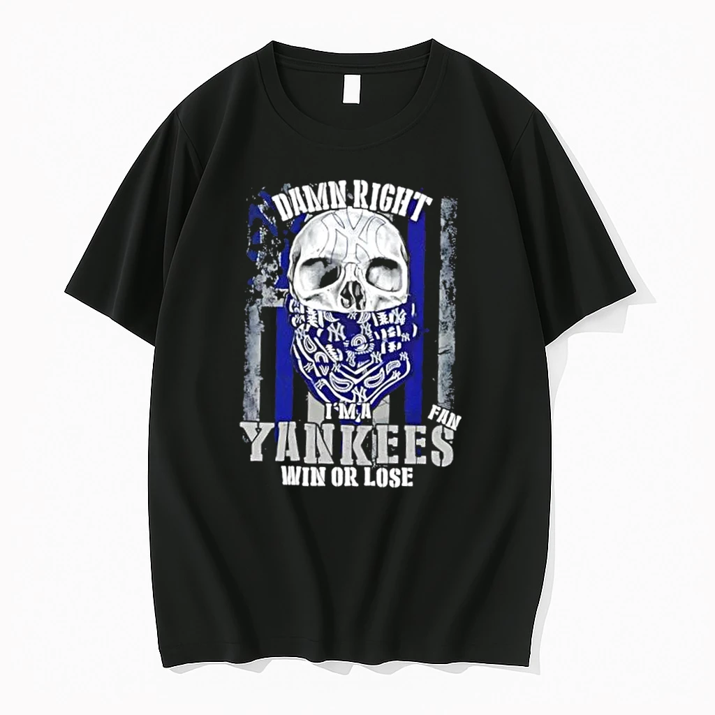 Skull Damn Right Im A New York Yankees Fan Win Or Lose Us Flag Shirts