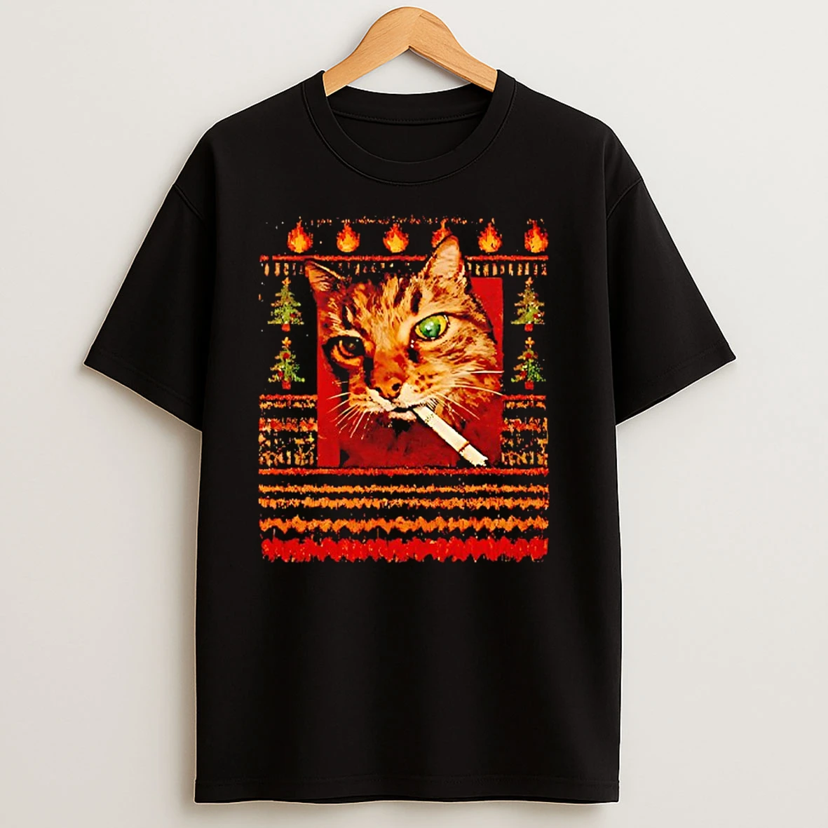 Smoking Cat Meme Merry Christmas T Shirts