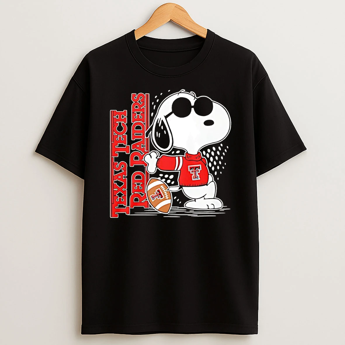 Snoopy Joe Cool And Texas Tech Red Raiders Merchandise Shirts