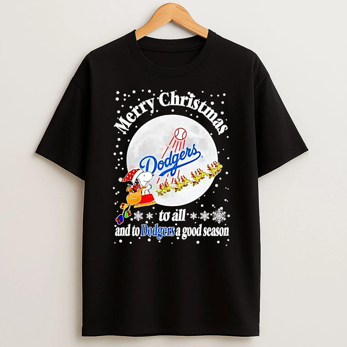 Snoopy Merry Christmas To All And To Los Angeles Dodgers A Good Season Shirts